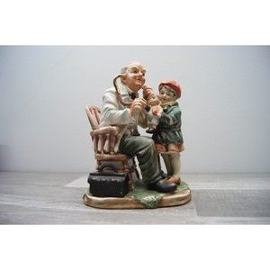 Porcelain Norleans Japan Doctor Pediatrician Physician w/Child & Doll Figurine